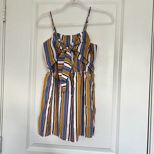 Paper Crane For all Seasons Kids Striped Dress Size XL Blue & Mustard Yellow Top